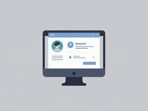 simple icon of modern simple account dashboard on computer screen with light grey backgrounds